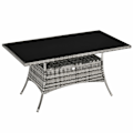 Miniatyrbillede 1 af 10: Havebord Glasbord Polyrattan Sikkerhedsglas Grå Sort 150X85X74Cm