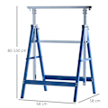 Miniatyrbillede 4 af 10: 2 X Stilladsbuk, Foldebuk, Højdejusterbar Op Til 200 Kg, Stål, Blå, 68X58X80-130Cm