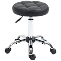 Miniatyrbillede 1 af 10: Rulleskammel, højdejusterbar arbejdsskammel, roterende salontaburet til kontor, massage, kunstlæder, sort, diameter 35,5 x 51-67 cm