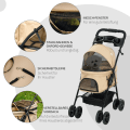 Pikkukuva 7 / 10: Koirarattaat Koirarattaat Kokoontaitetulla Toiminnolla Lemmikkirattaat Pienille Koirille Ja Kissoille Lemmikkirattaat Cat Buggy Oxford Khaki 67 X 45 X