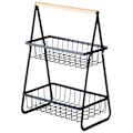 Miniatyrbillede 6 af 8: Frugtkurv metal sort 2-lags