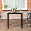 Miniatyrbillede 8 af 10: Firkantet Havebord 4 Personer Terrassebord Hærdet Glasplade Aluminium Sort 80X80X74Cm