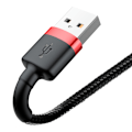 Pikkukuva 3 / 9: Kestävä punottu USB-kaapeli iPhone Lightning QC3 2m:lle - musta ja punainen