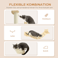 Miniatyrbild 6 av 10: Kattklätterväggsset, 3-delad kattmöbel med skrapstolpe, stegplatta, stege, väggskrapstolpe för katter upp till 5 kg, gjord av furu, naturligt trä