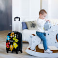 Miniatyrbillede 4 af 5: 2-piece children's luggage monsterbillede rejsekuffert børnekuffert + rygsæk sort
