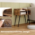 Miniatyrbillede 5 af 5: Sengebord sidebord med åbent rum sofabord med metal støtteben 50 x 32 x 58 cm rustik brun 1 stk.