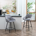 Pikkukuva 3 / 10: Baarituolisarja 2 Baarituolia Bistrojakkarat Jalkatuella Velvet Look Keittiötuolitiski Jakkara Istuinpäällinen Kitchen Islandsille Teräksenharmaa 50 X