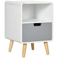 Miniatyrbillede 1 af 10: Sengebord Med Skuffe Og Åbent Rum, Sidebord, Hvid, 40X38X58Cm