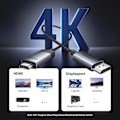 Pikkukuva 7 / 7: Punottu DisplayPort - HDMI 4K 60Hz -kaapeli, 1 m, harmaa