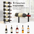 Miniatyrbillede 3 af 5: Vinreolvæg til 6 vinflasker metalflaskeholder 22 x 13,5 x 73cm sort