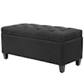 Miniatyrbillede 1 af 10: Bænk polstret bænk med opbevaringsplads brystbænk entre soveværelse stue linnedlignende polyester gummi træ sort 100 x 40 x 44 cm