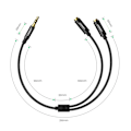 Miniatyrbillede 6 af 6: Audio splitter kabel minijack 3,5 mm - 2x minijack 3,5 mm 21cm sort