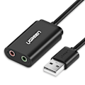 Miniatyrbillede 1 af 9: Ekstern musik lydkort adapter USB - 3,5 mm mini jack kabel 15 cm sort