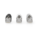 Miniatyrbillede 2 af 6: RJ45-stik | RJ45 Pass Through | Fast/strenget FTP CAT6a | Lige | Guldplateret | 10 stk. | PVC | Grå / Hvid / Sort | Box