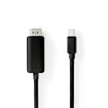 Pikkukuva 1 / 3: Mini DisplayPort kaapeli | DisplayPort 1.4 | Mini DisplayPort Uros | HDMI™ liitin | 48 Gbps | Niklattu | 2.00 m | Pyöreä | PVC | Musta | Blister
