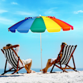Miniatyrbild 1 av 5: 243 cm strandparasoll Utomhusparasoll Parasoll Parasoll i aluminium Lutbart uteplatsparaply - färgglatt