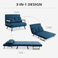 Miniatyrbillede 5 af 10: Sovesofa Relax Stol Seng Funktion Foldesofa Velvet Rygpude Justerbar Ryglæn Blå 102X73X81Cm