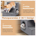 Miniatyrbillede 3 af 5: 3-trins hundetrappe med hus og skridsikkert gulv sammenfoldelig kæledyrstrappe klatrestige