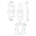 Miniatyrbillede 7 af 7: Lastsurring D-ring 2 dele 72 x 16 mm