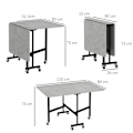 Miniatyrbillede 4 af 10: Spisebord, klapkøkkenbord med hjul, stålben, klapbord til 4-6 personer, spisebord, 52,5-120 x 80 x 73 cm