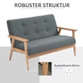 Miniatyrbillede 6 af 10: Dobbeltsofabetræk Loveseat, Kompakt Design, 2 Pers., Stofsofa, 2 Pers., Linned Og Gummitræ, Grå, 115X66,5X73Cm