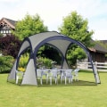 Miniatyrbillede 2 af 10: Campingtelt Havetelt Telt Partytelt Solafskærmning Vejrbestandig Glasfiberstang + Polyester Creme Hvid + Blå 3,5 X 3,5 X 2,3 M