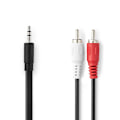 Miniatyrbillede 1 af 3: Stereo Audio kabel | 3.5 mm Hanstik | 2x RCA Hanstik | Nikkelplateret | 2.00 m | Runde | Sort | Box