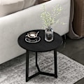 Miniatyrbild 8 av 10: Set med 2 soffbord, runda sidobord, soffbord med stålstomme, soffbord i modern design, för vardagsrum, lastkapacitet upp till 35 kg, svart