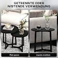 Miniatyrbild 5 av 10: Set med 2 soffbord, runda sidobord, soffbord med stålstomme, soffbord i modern design, för vardagsrum, lastkapacitet upp till 35 kg, svart