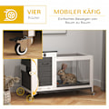 Miniatyrbild 7 av 10: Kaninbur av trä, kaninbur med utomhusbana, hjul, fällbart tak, utdragbar bricka, metallgaller, vintertät, marsvinsbur, kaninbur för inomhus, utomhus,