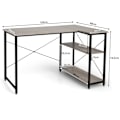 Miniatyrbillede 2 af 5: L-formet skrivebord hjørne computerbord med opbevaringsrum kontorbord 120 x 88 x 74,5 cm grå