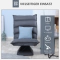 Miniatyrbild 8 av 10: Relaxstol Golvsoffa Golvstol Med 360° Roterande Bas, 5-Nivå Justerbart Ryggstöd, Stål, Mörkgrå