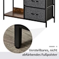 Miniatyrbillede 7 af 10: Kommode opbevaringsskab med 3 stofskuffer, 2 åbne hylder, kommode med metalramme til soveværelse, stue brun