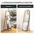 Miniatyrbillede 8 af 10: Spejl i fuld længde, 160 x 40 cm vægspejl med stativ, metalramme, ovalt stående spejl til stue, soveværelse, sort |