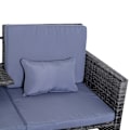 Miniatyrbillede 10 af 10: 3 stk. Havesofa havemøbler lounge havesæt siddegruppe rottemøbler grå polyrattan + metal 2-personers sofa 2 x skammelhynder