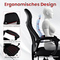 Miniatyrbillede 3 af 5: Ergonomisk kontorstol i mesh med fodstøtte og højdejusterbar lederstol med vippelig ryg