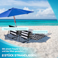 Pikkukuva 5 / 10: Beach Mat Set 2 Taittuva Säädettävä Kantolaukku Lehtilaukku Teräs Oxford Sininen + Valkoinen