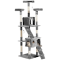 Miniatyrbillede 1 af 10: Kradsestolpe Xxl Cat Cave Ladder Klatretræ Multi-Level Grå 50X50X170Cm