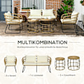 Miniatyrbillede 7 af 10: 5-Delt Havemøbelsæt I Rattan, Siddeområde Med Hynder, Havesæt Med 2 Sofaborde, 2 Lænestole, 1 Dobbelt Sofa, Siddesæt, Stål, Beige