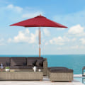 Miniatyrbillede 2 af 10: Parasol Balkon Cantilever Paraply Lavet Af Grantræ, Justerbar Til 3 Niveauer, Vinrød, 200X150X230Cm