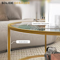 Miniatyrbillede 6 af 10: Sidebord rundt sofabord med hylde, stålstel, sofabord, natbord til stue, soveværelse, guld, Ø60 x 43 cm