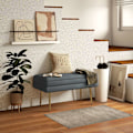 Miniatyrbillede 2 af 10: Bænk Polstret Bænk Opbevaringsplads Velvet Look Sengebænk Stålben Skobænk Opbevaringsbænk Stue Soveværelse Grå 79,5X37,5X43Cm
