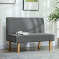 Miniatyrbillede 3 af 10: 2-personers sofa, sofa i fløjlsmønster, træben, polstret sofa, dobbeltsofa til soveværelse, stue, 110 x 62 x 85 cm, grå