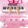 Miniatyrbild 4 av 5: 37 tangenter barnklaviatur barnpiano elektronisk med pallmikrofon & notställ rosa