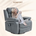 Miniatyrbild 8 av 10: Relaxstol, Massagefunktion, Elektrisk Tv-Stol, 8 Vibrationshuvuden, Vippfunktion, Vridbar, Fjärrkontroll, Sidoficka, Konstläder, Grå