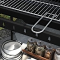 Pikkukuva 10 / 10: Hiiligrilli metallista BBQ-savustin pyörillä, korkeussäädettävä grilliritilä, puinen hylly, siirrettävä grillivaunu hiiligrilli, hiiligrilli grilliret