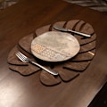 Miniatyrbillede 1 af 6: Bordmåttesæt af træ (6 stykker) Monstera - Wenge