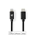 Pikkukuva 4 / 5: Lightning Kaapeli | USB 2.0 | Apple Lightning 8-Pin | USB-C™ Uros | 480 Mbps | Niklattu | 1.00 m | Pyöreä | PVC | Musta | Label