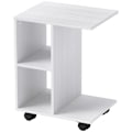 Miniatyrbillede 1 af 10: C Shape Sidebord Sofabord med Hjul Sofabord Transportabelt Sofabord til Små Flader 45 x 35 x 58 cm Hvid