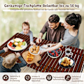 Pikkukuva 3 / 5: Retkipöytä kokoontaitettava piknikpöytä kantolaukulla roll-up bambupöytä 122 x 60 x 43,5 cm kahvi